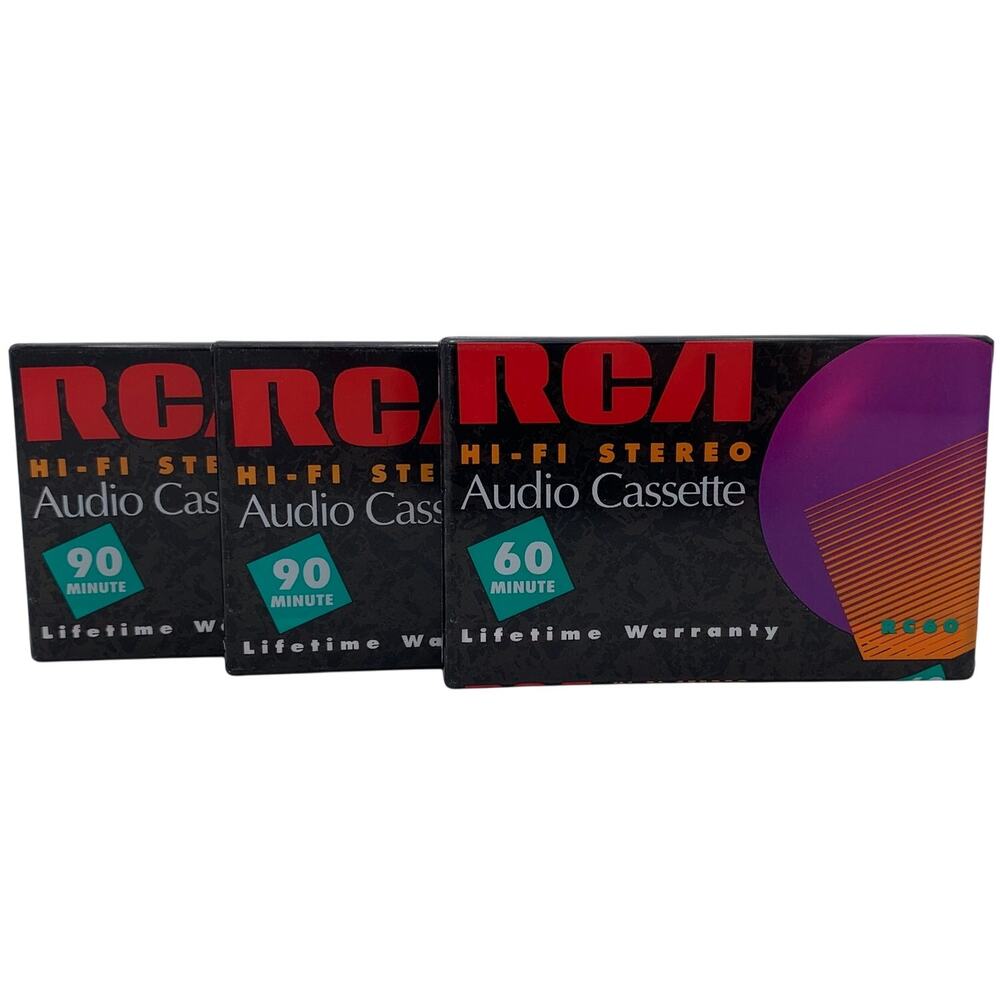 Lot of 3 RCA Hi-Fi Audio Cassette Tapes 1 60-Minute and 2 90-Minute New Sealed